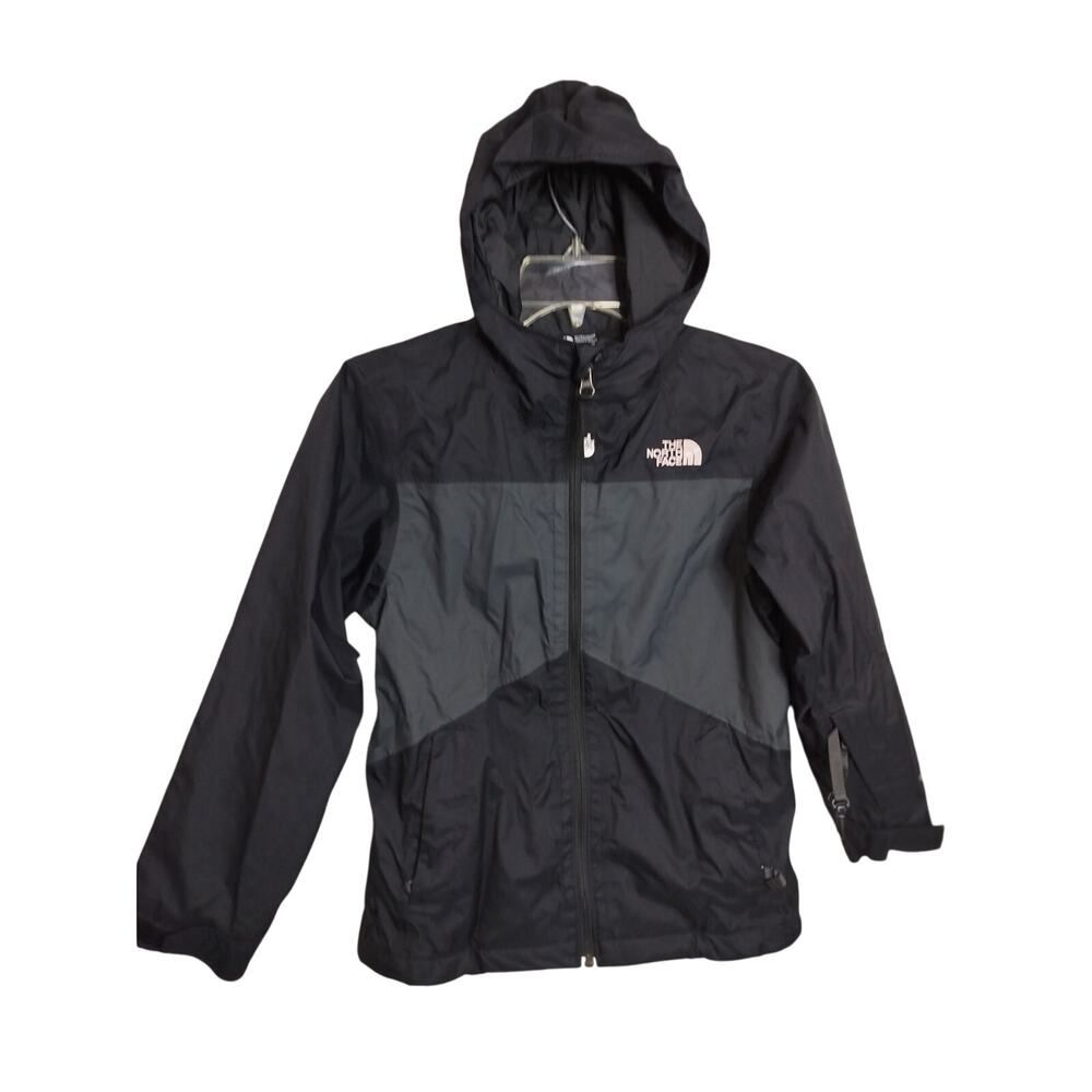 M824)The North Face Boys Full Zip Gray Black Dryvent Hoodie Jacket S 7/8 NFA3NNV